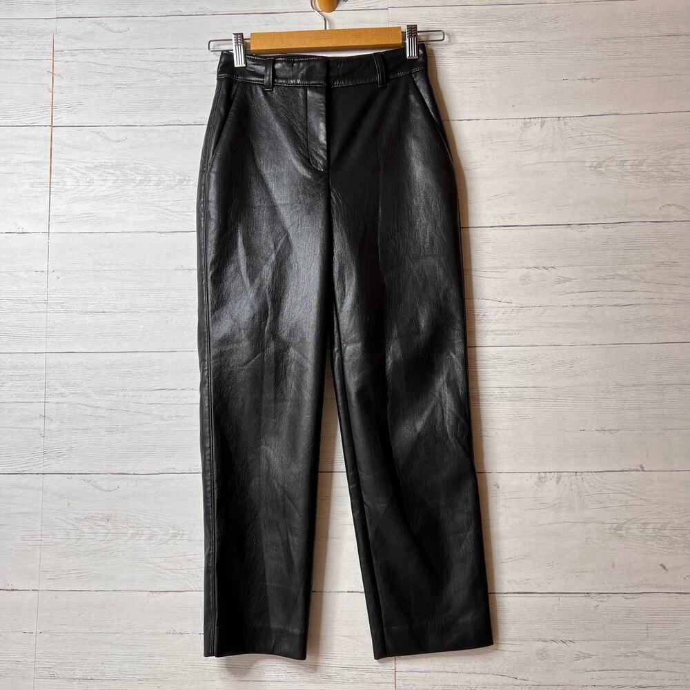 Aritzia Babaton Pants Womens Size 00 Black Command Cropped Vegan Leather